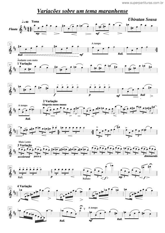 Partitura da música 10 Variações Sobre Um Tema