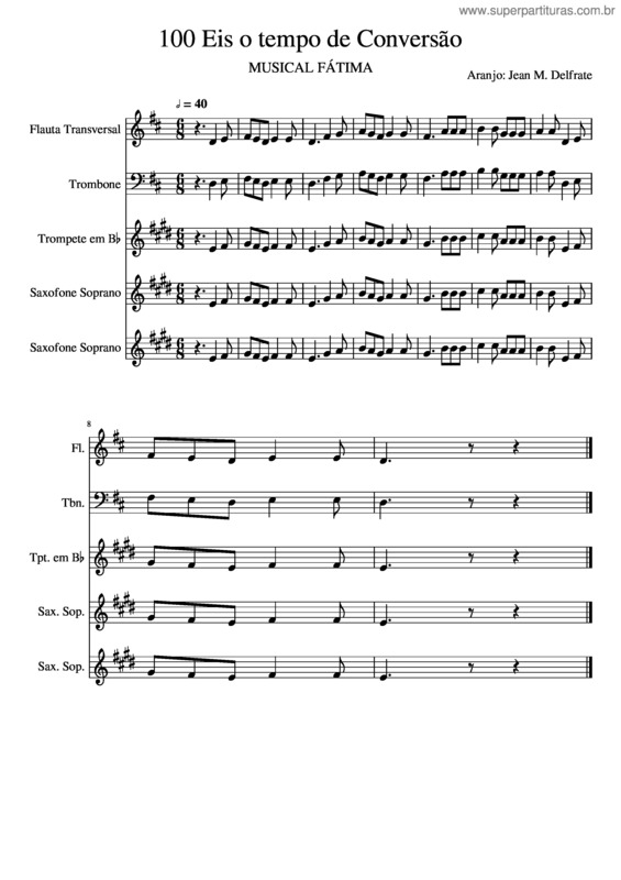 Partitura da música 100 Eis O Tempo De Conversão