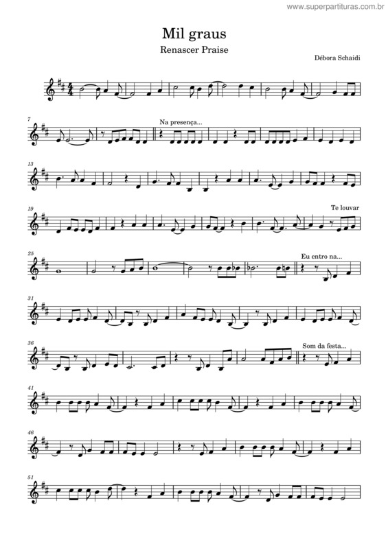 Partitura da música 1000 Graus – Renascer Praise Mil Graus Sax Tenor