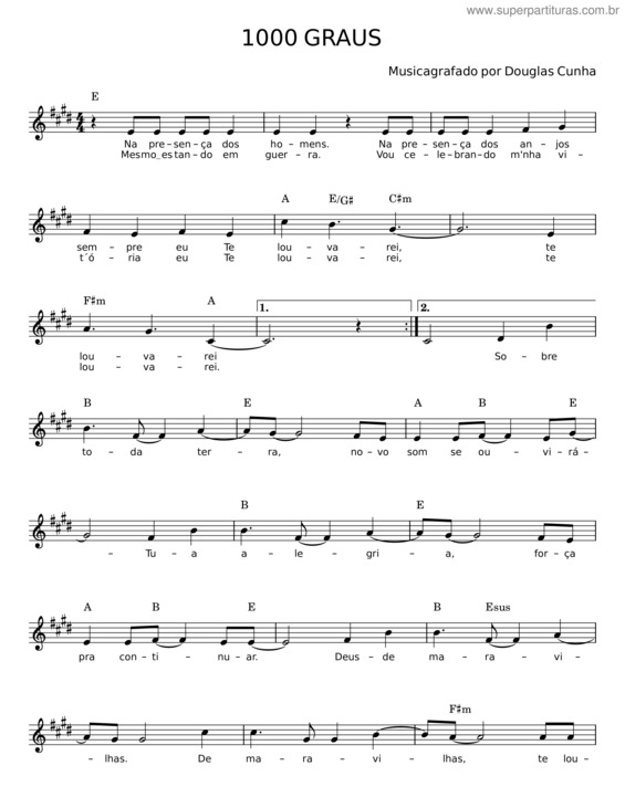 Partitura da música 1000 Graus v.12