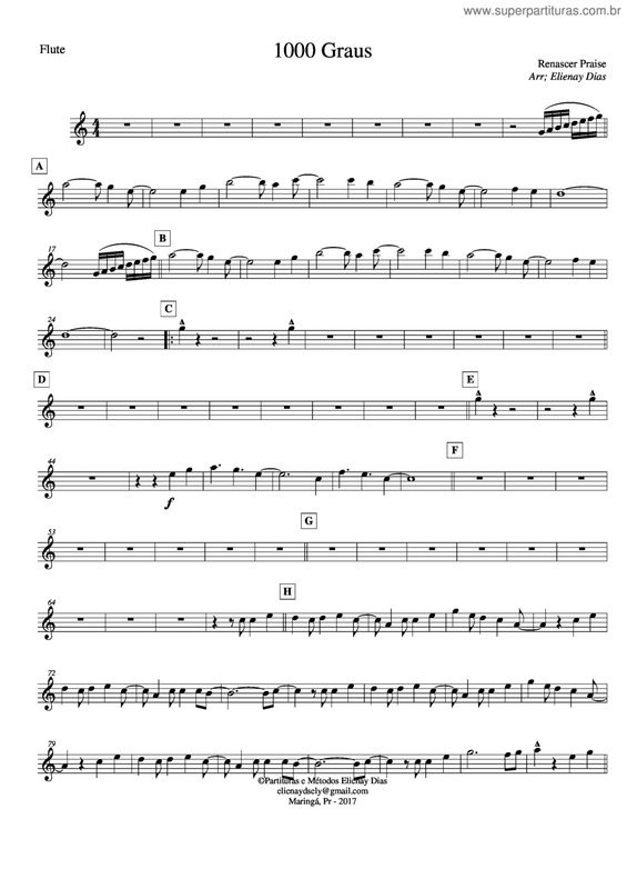 Partitura da música 1000 Graus v.2
