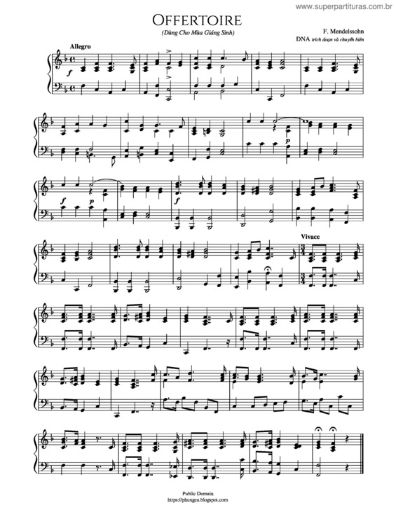 Partitura da música 11. Offertoire – F.Mendelssohn