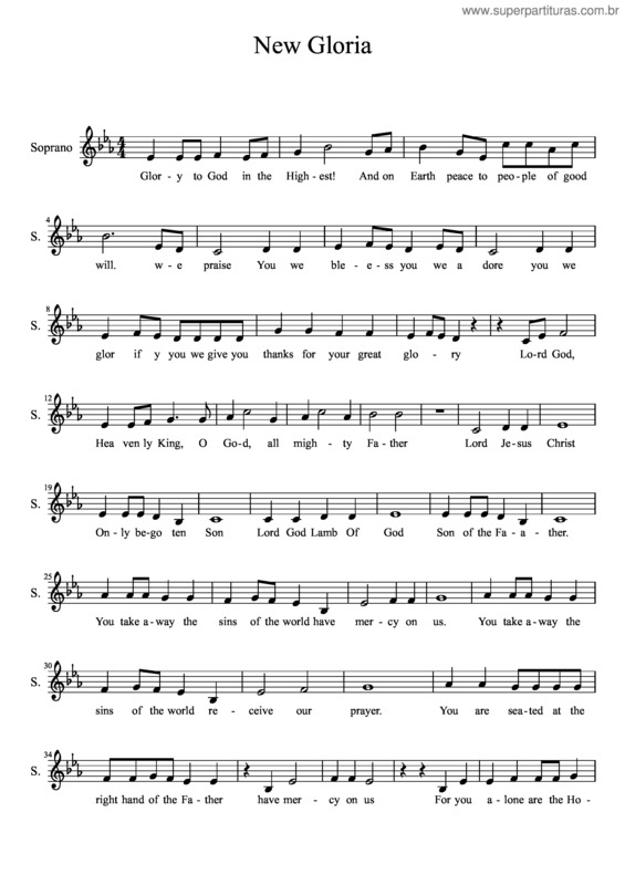 Partitura da música 11–11–13 Gloria