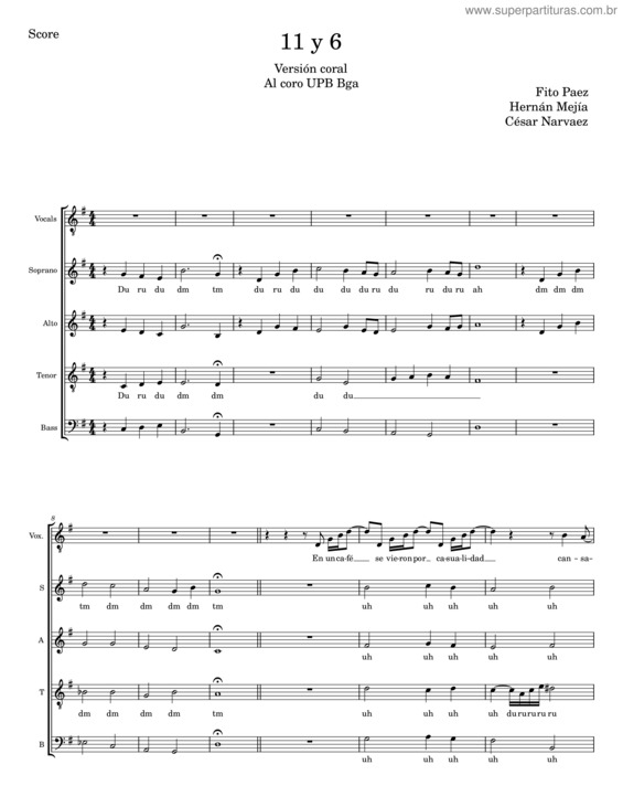Partitura da música 11 Y 6 – Fito Páez v.4
