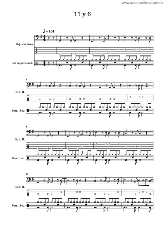 Partitura da música 11 Y 6 – Fito Páez