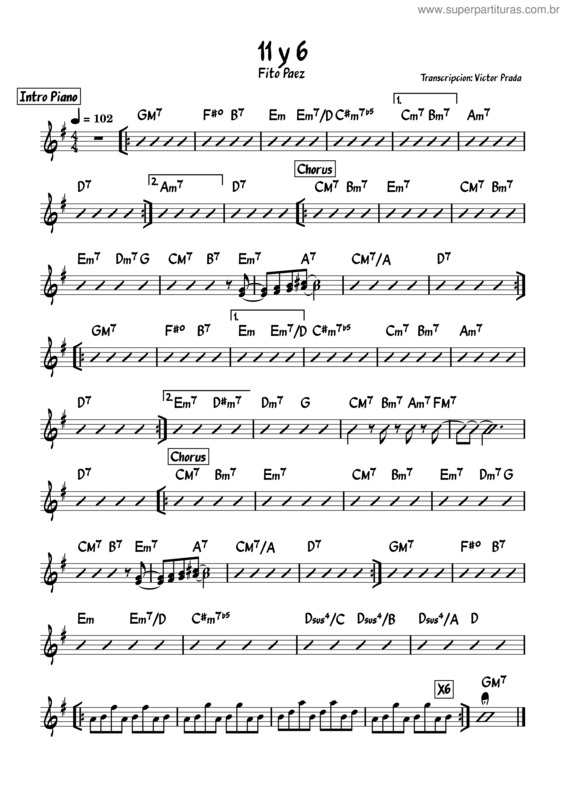 Partitura da música 11 Y 6