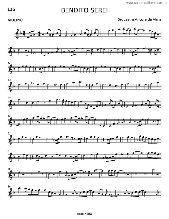 Partitura da música 115  Bendito Serei