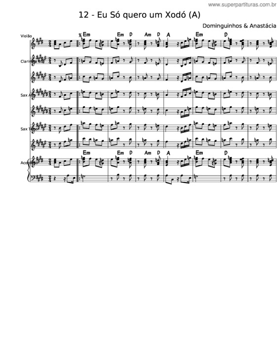 Partitura da música 12 – Eu Só Quero Um Xodó