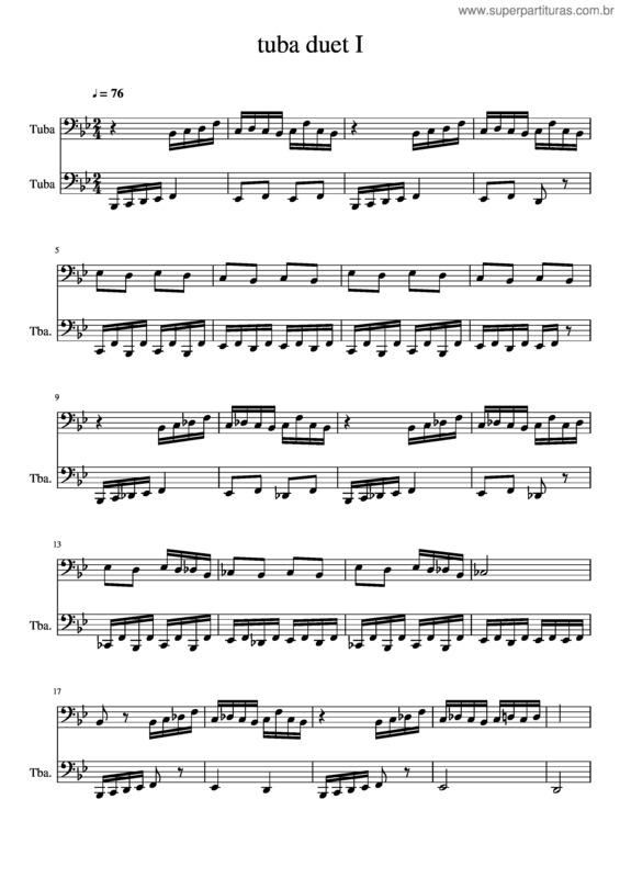 Partitura da música 12 Duets Tuba #1
