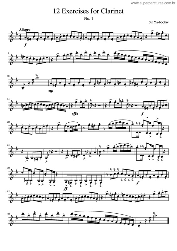 Partitura da música 12 Exercises For Clarinet No. 1