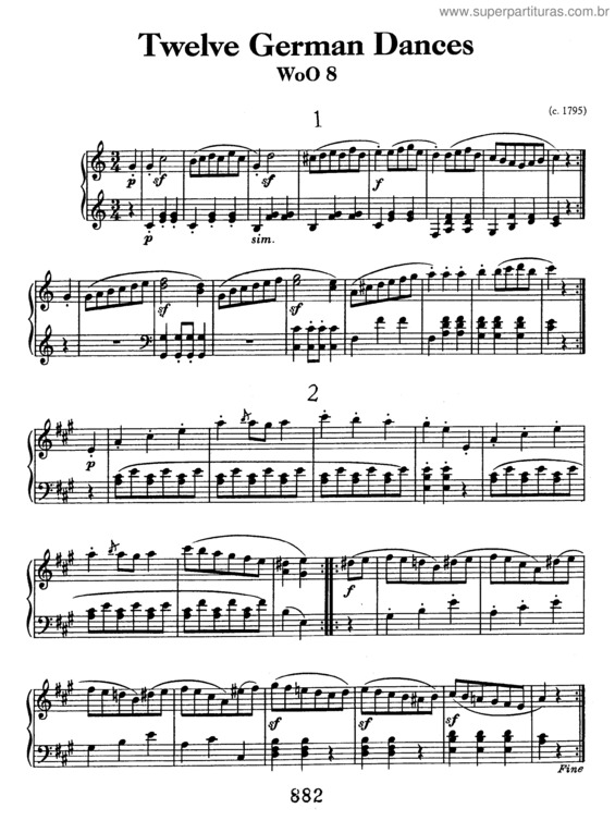 Partitura da música 12 German Dances v.2