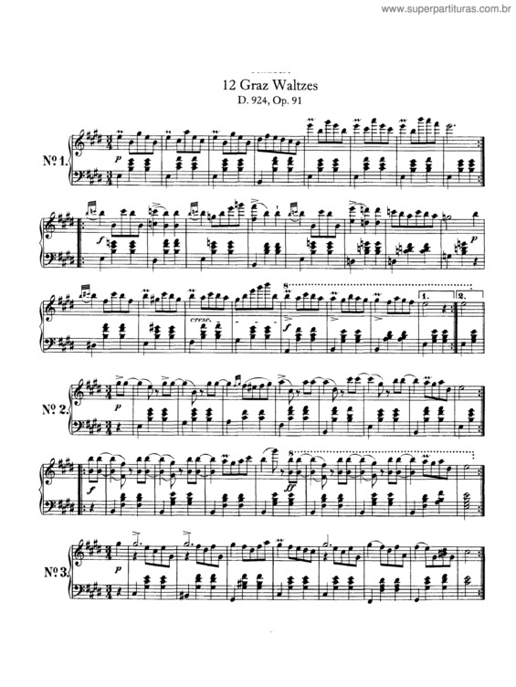 Partitura da música 12 Graz Waltzes