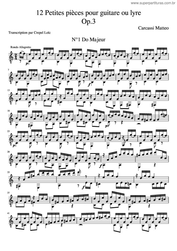Partitura da música 12 Petites Pièces Pour Guitare Ou Lyre N°1