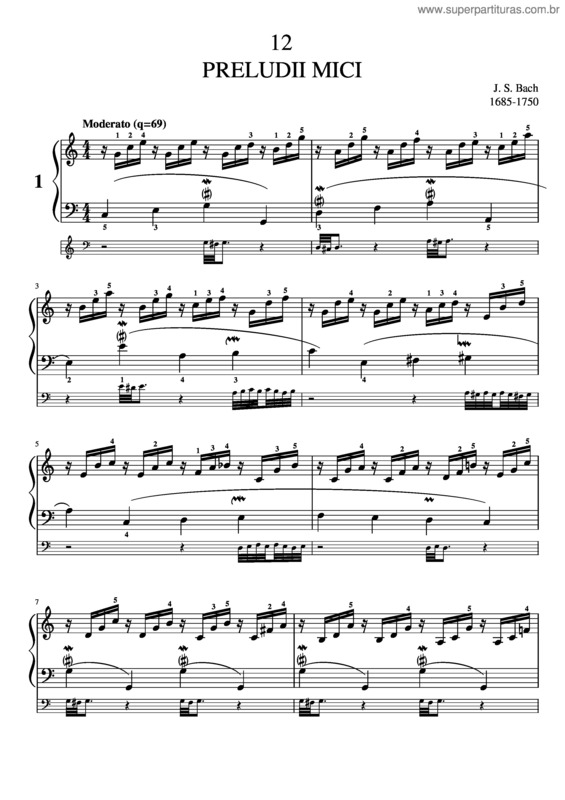 Partitura da música 12 Preludii Mici No 1