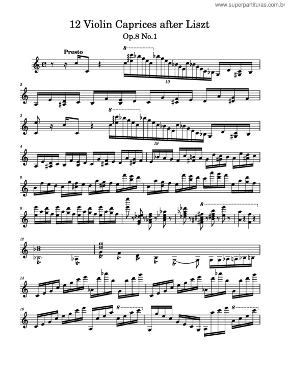 Partitura da música 12 Violin Caprices After Liszt
