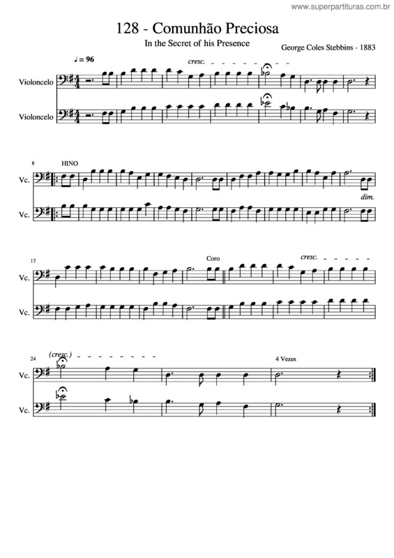 Partitura da música 128 – Comunhão Preciosa