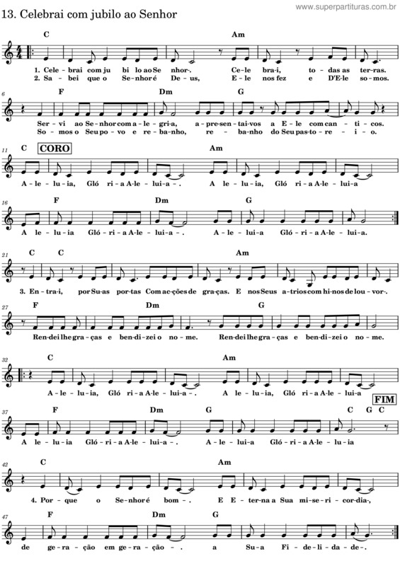 Partitura da música 13. Celebrai Com Jubilo Ao Senhor
