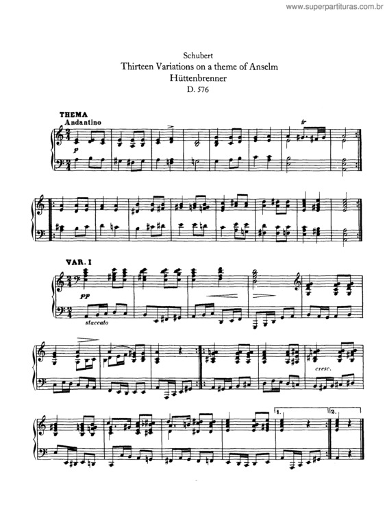 Partitura da música 13 Variations on a theme by Anselm Hüttenbrenner