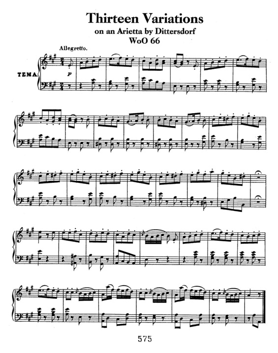 Partitura da música 13 Variations on an Arietta by Dittersdorf