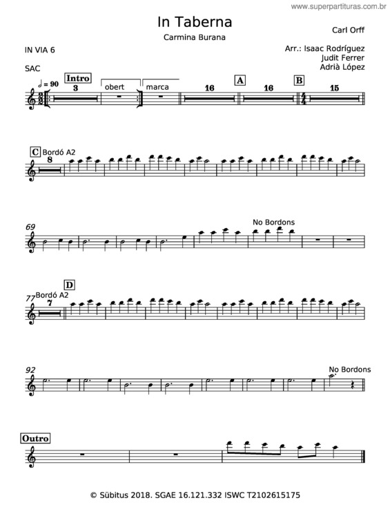 Partitura da música 14. In Taberna Quando Sumus – Carl Orff