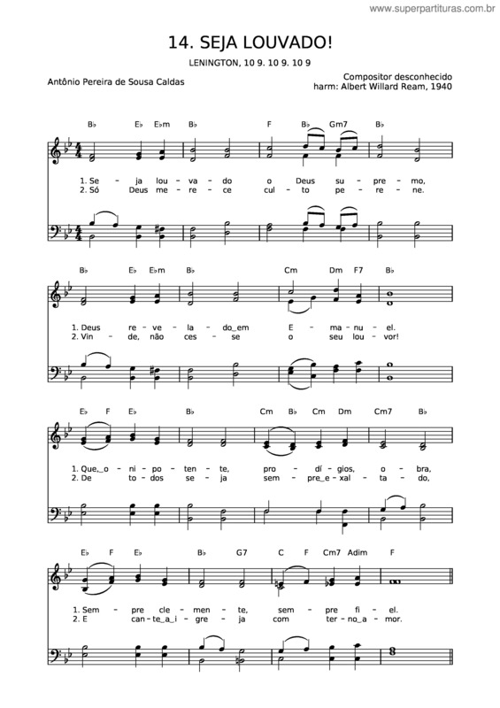 Partitura da música 14 Seja Louvado