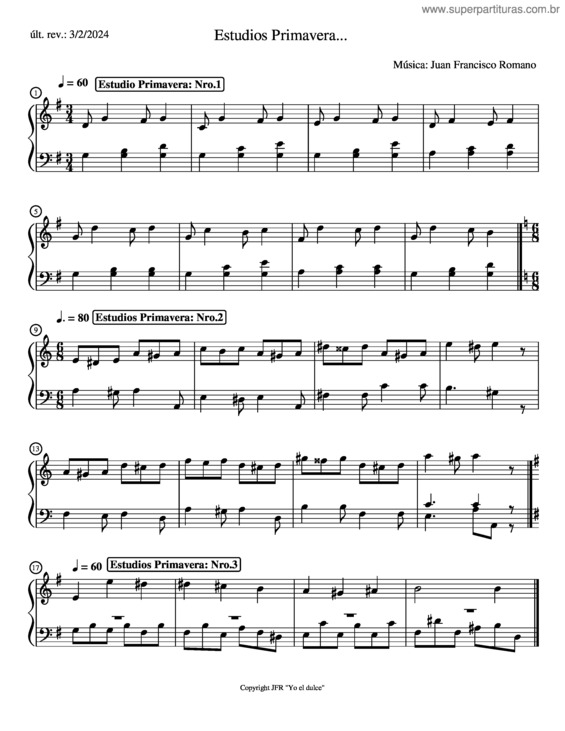 Partitura da música 144.Estudios Primavera...