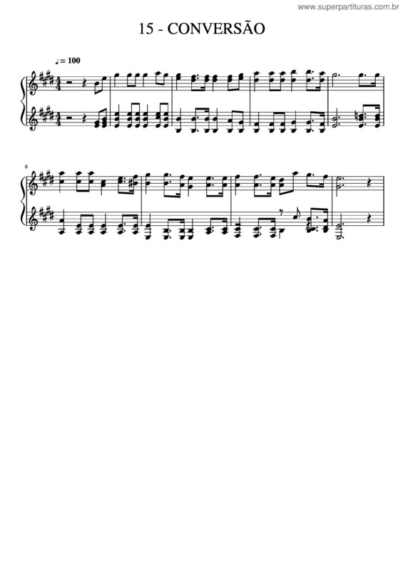 Partitura da música 15 – Conversão