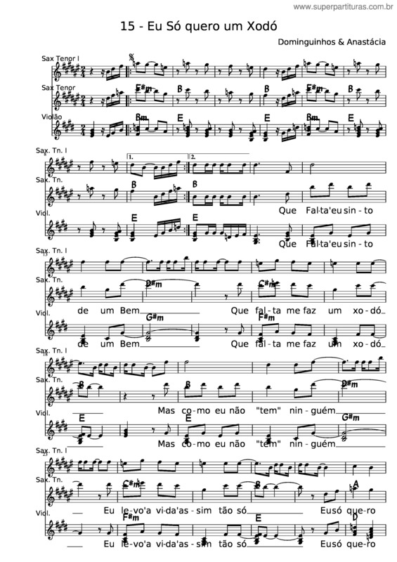 Partitura da música 15 – Eu Só Quero Um Xodó