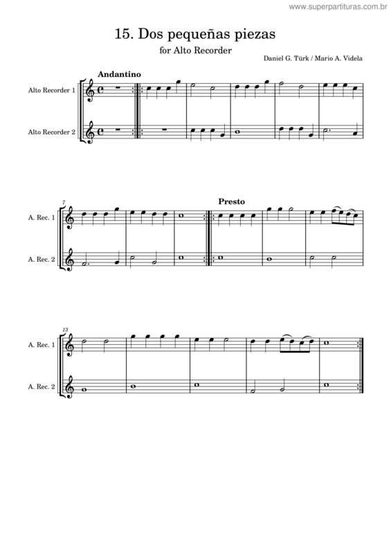 Partitura da música 15. Dos Pequeñas Piezas – Daniel G. Turk