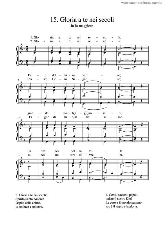Partitura da música 15. Gloria A Te Nei Secoli