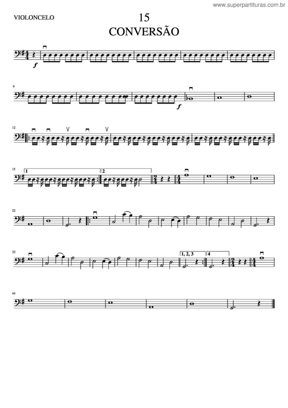 Partitura da música 15 Conversão