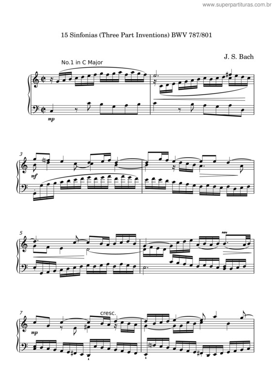Partitura da música 15 Sinfonias