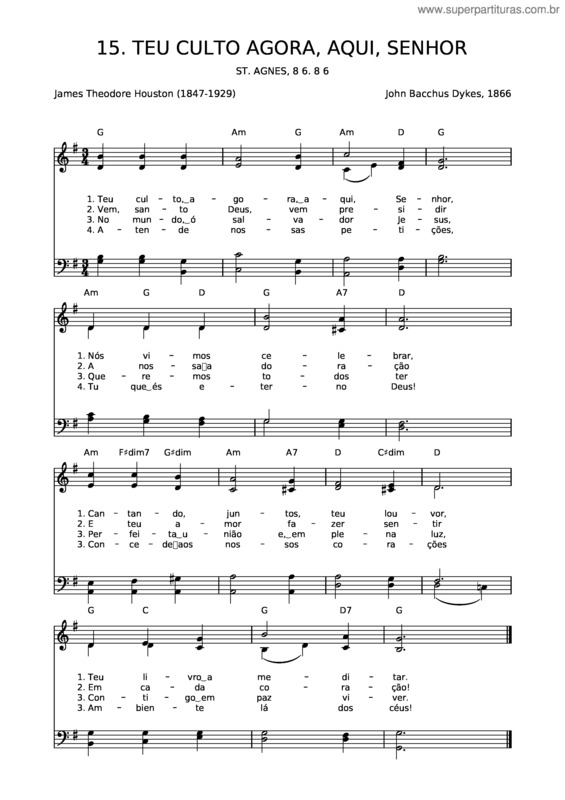 Partitura da música 15 Teu Culto Agora, Aqui, Senhor