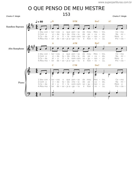 Partitura da música 153 – O Que Penso De Meu Mestre