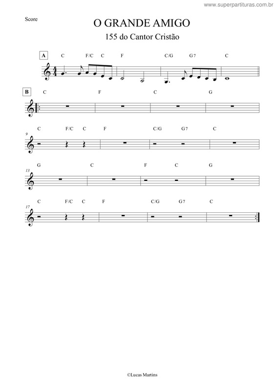 Partitura da música 155 - O Grande Amigo - Tom C