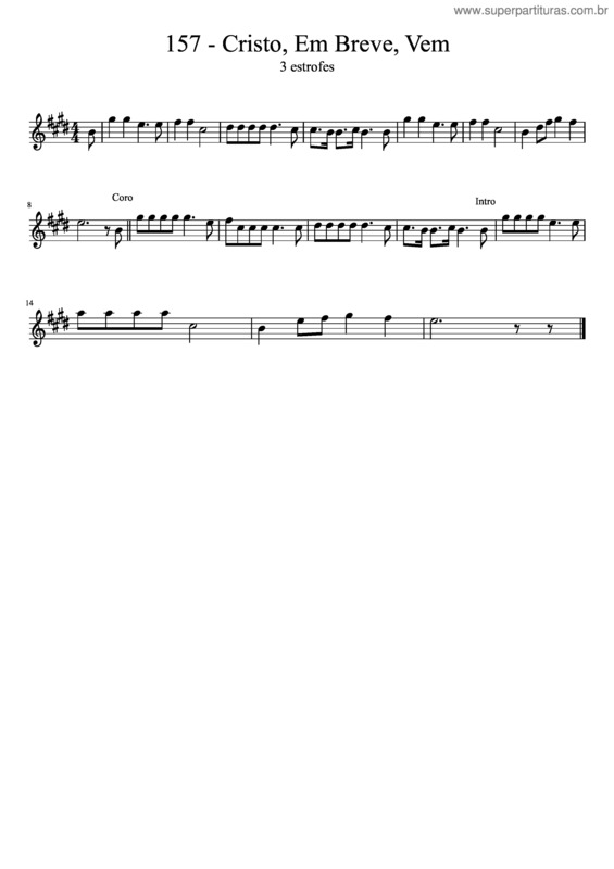 Partitura da música 157 – Cristo, Em Breve, Vem