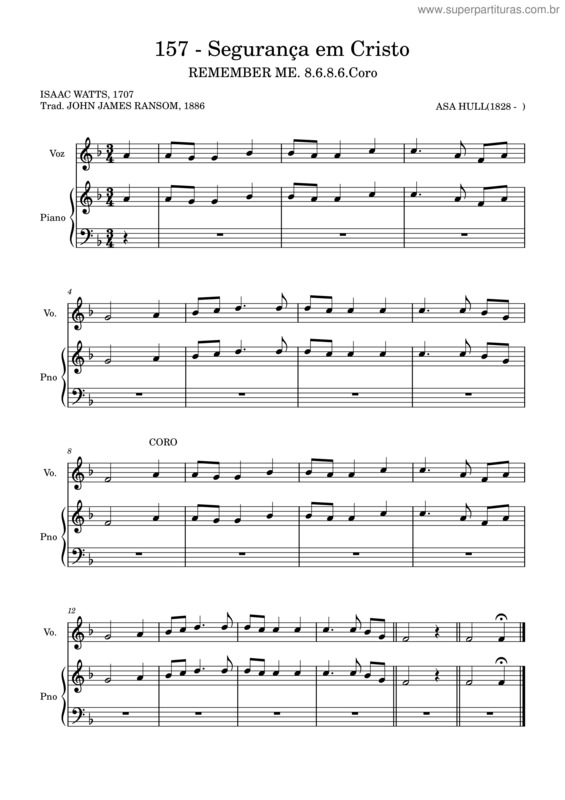 Partitura da música 157 – Segurança Em Cristo v.2