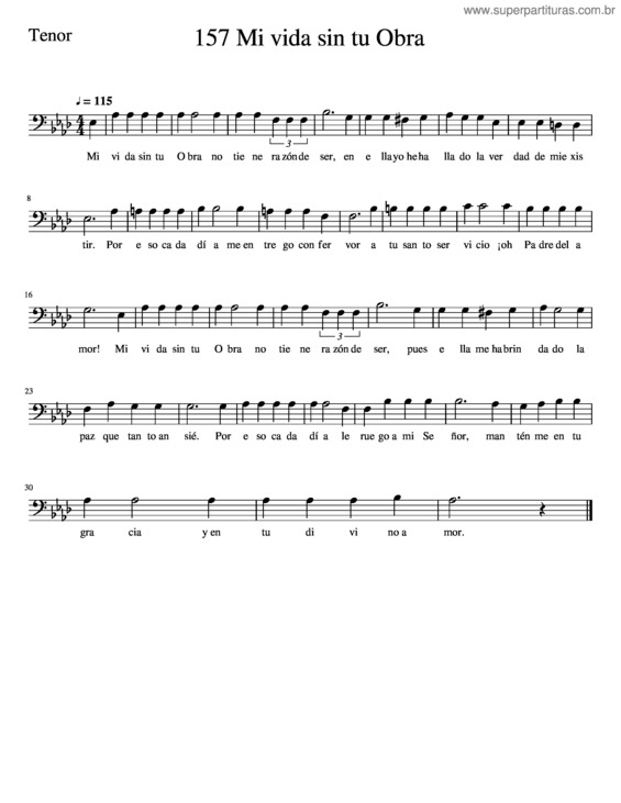 Partitura da música 157 Mi Vida Sin Tu Obra–Tenor