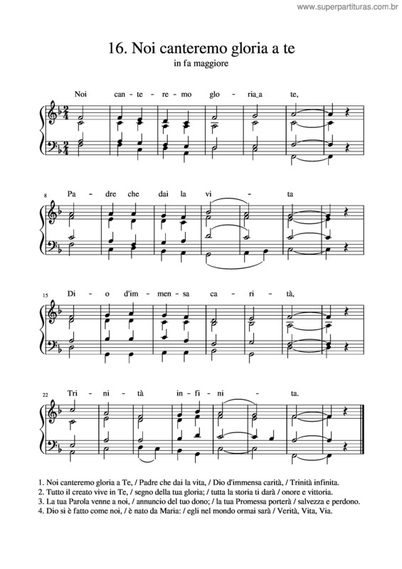 Partitura da música 16. Noi Canteremo Gloria A Te