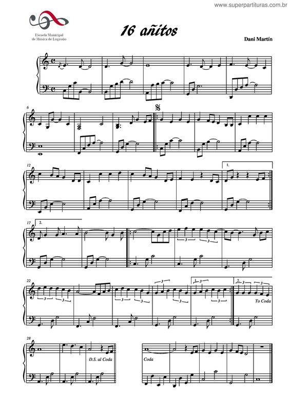 Partitura da música 16 Añitos v.2