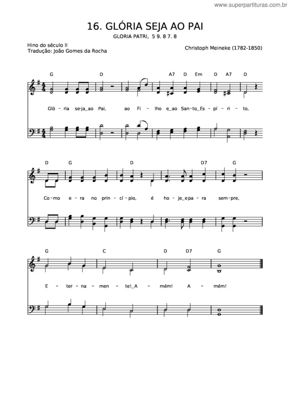 Partitura da música 16 Glória Seja Ao Pai