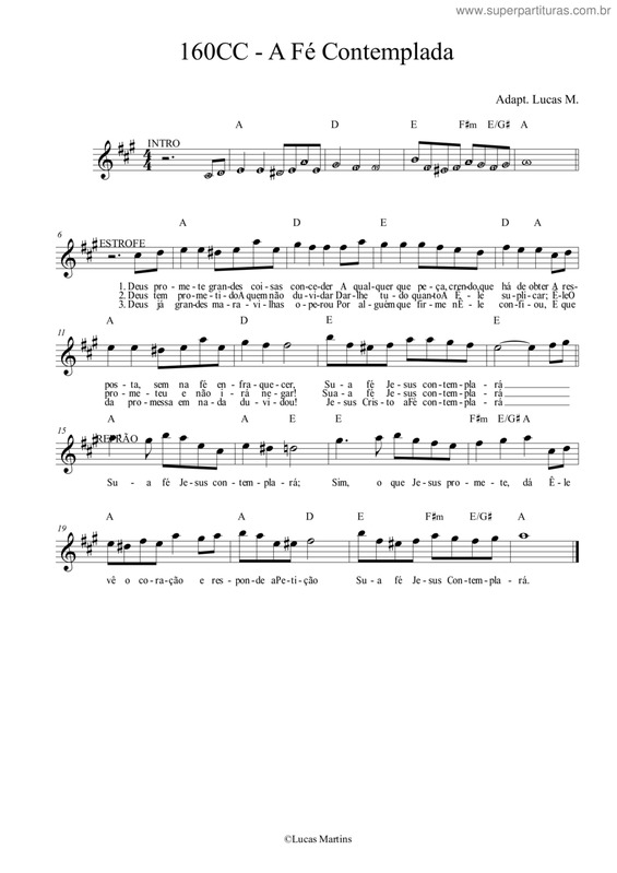 Partitura da música 160 - A Fé Contemplada