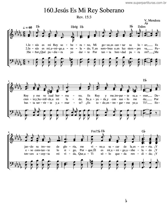 Partitura da música 160 Jesús Es Mi Rey Soberano