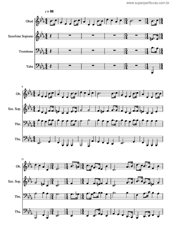 Partitura da música 167– Água Viva