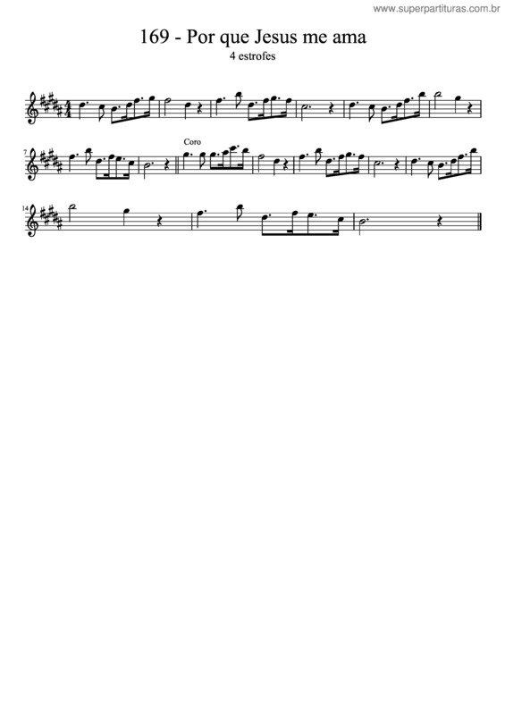 Partitura da música 169 – Por Que Jesus Me Ama