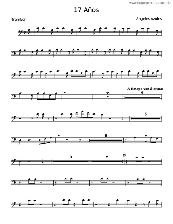 Partitura da música 17 Años – Angeles Azules