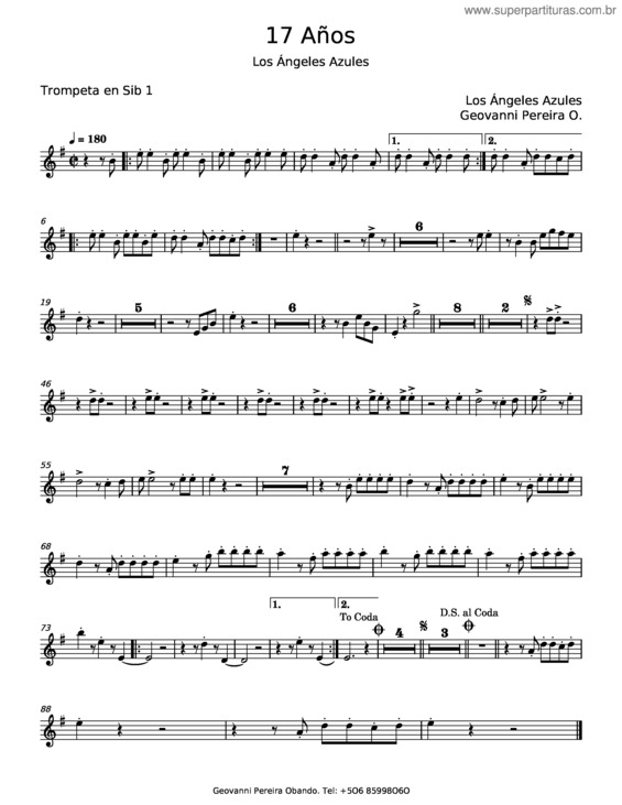 Partitura da música 17 Años – Los Ángeles Azules v.2