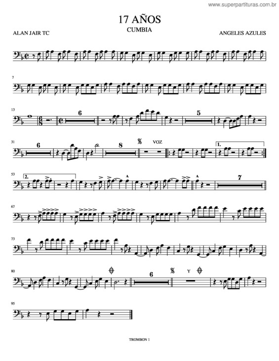 Partitura da música 17 Años