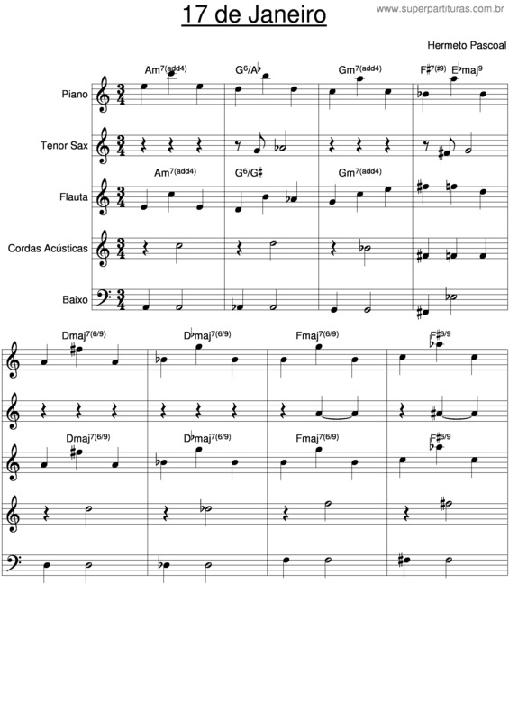 Partitura da música 17 De Janeiro