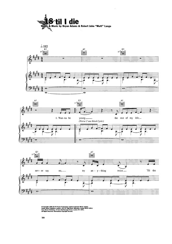 Partitura da música 18 Till I Die